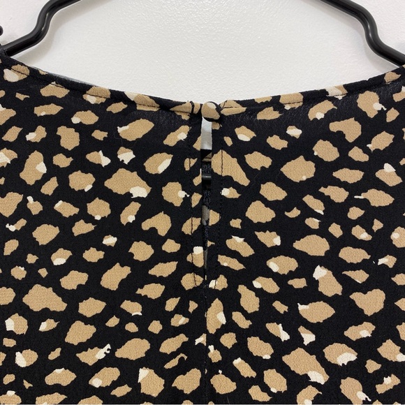 Zara long-sleeve mini dress with tie waist- tan and black animal print - Picture 5 of 10